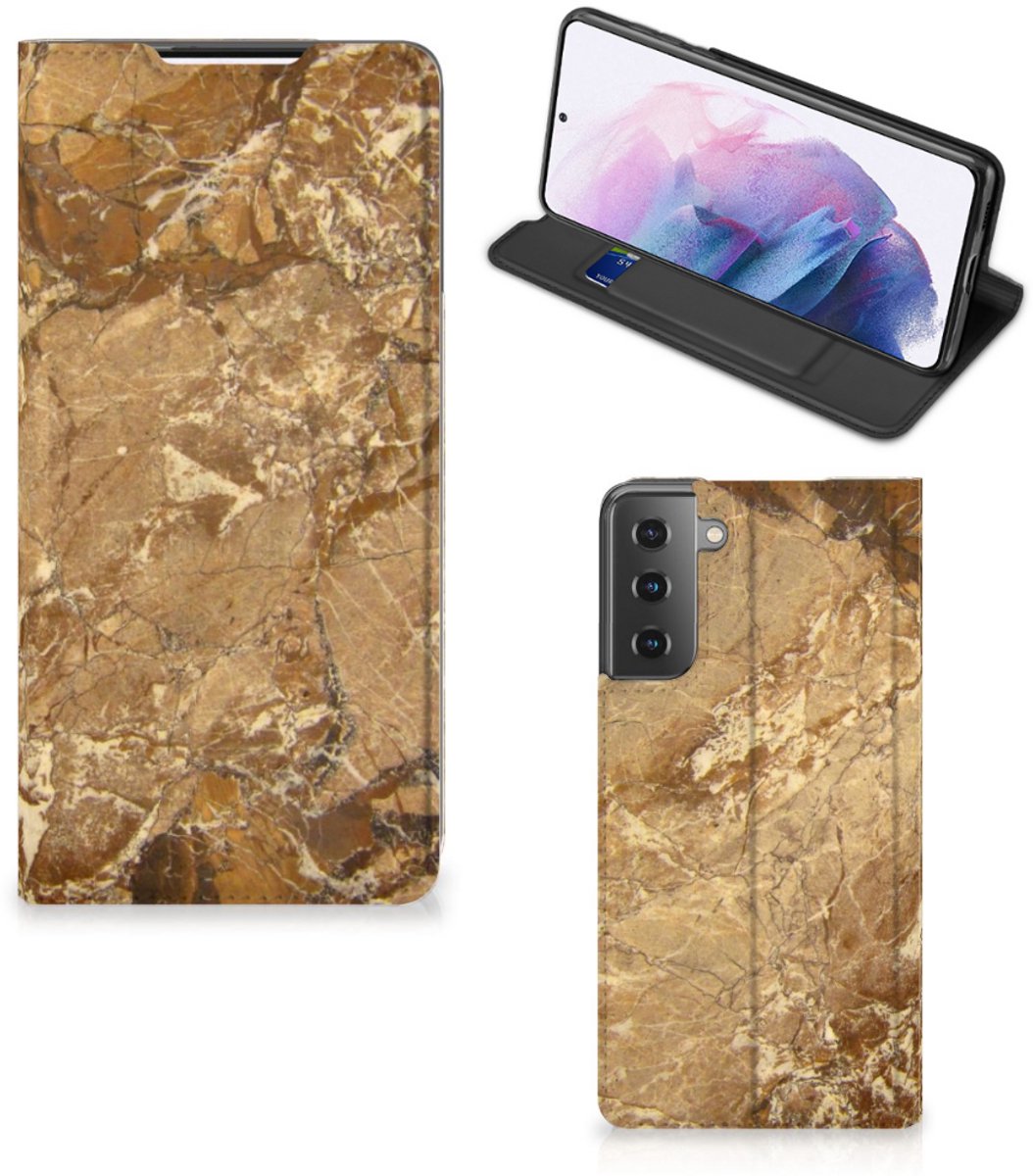 Book Case voor Samsung Galaxy S21 Plus Standcase Marmer Creme