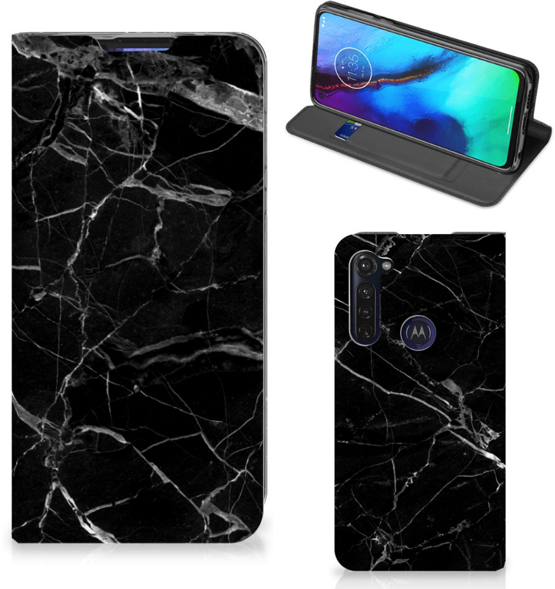 Motorola Moto G Pro Standcase Marmer Zwart - Origineel Cadeau Vader