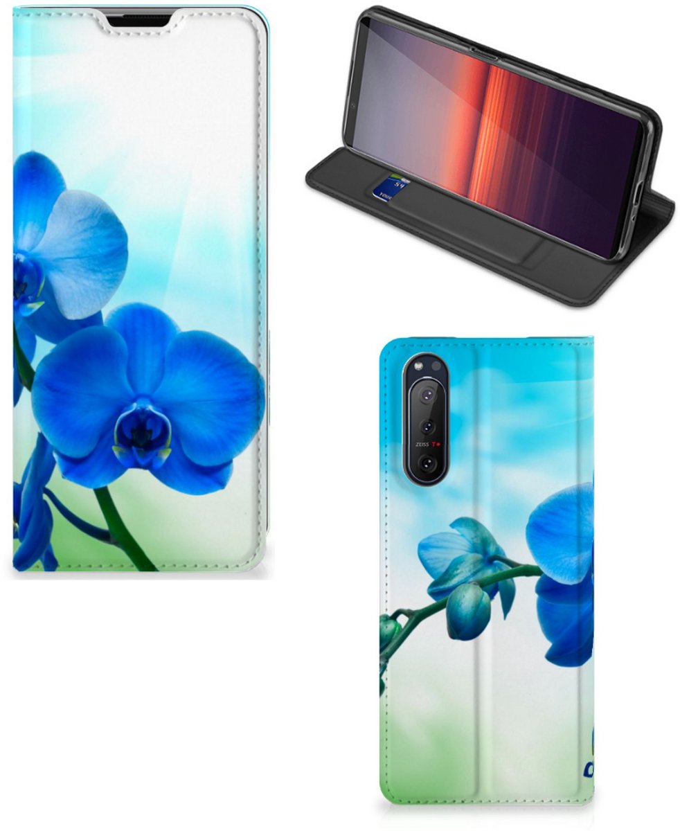 Sony Xperia 5 II Smart Cover Orchidee Blauw - Cadeau voor je Moeder