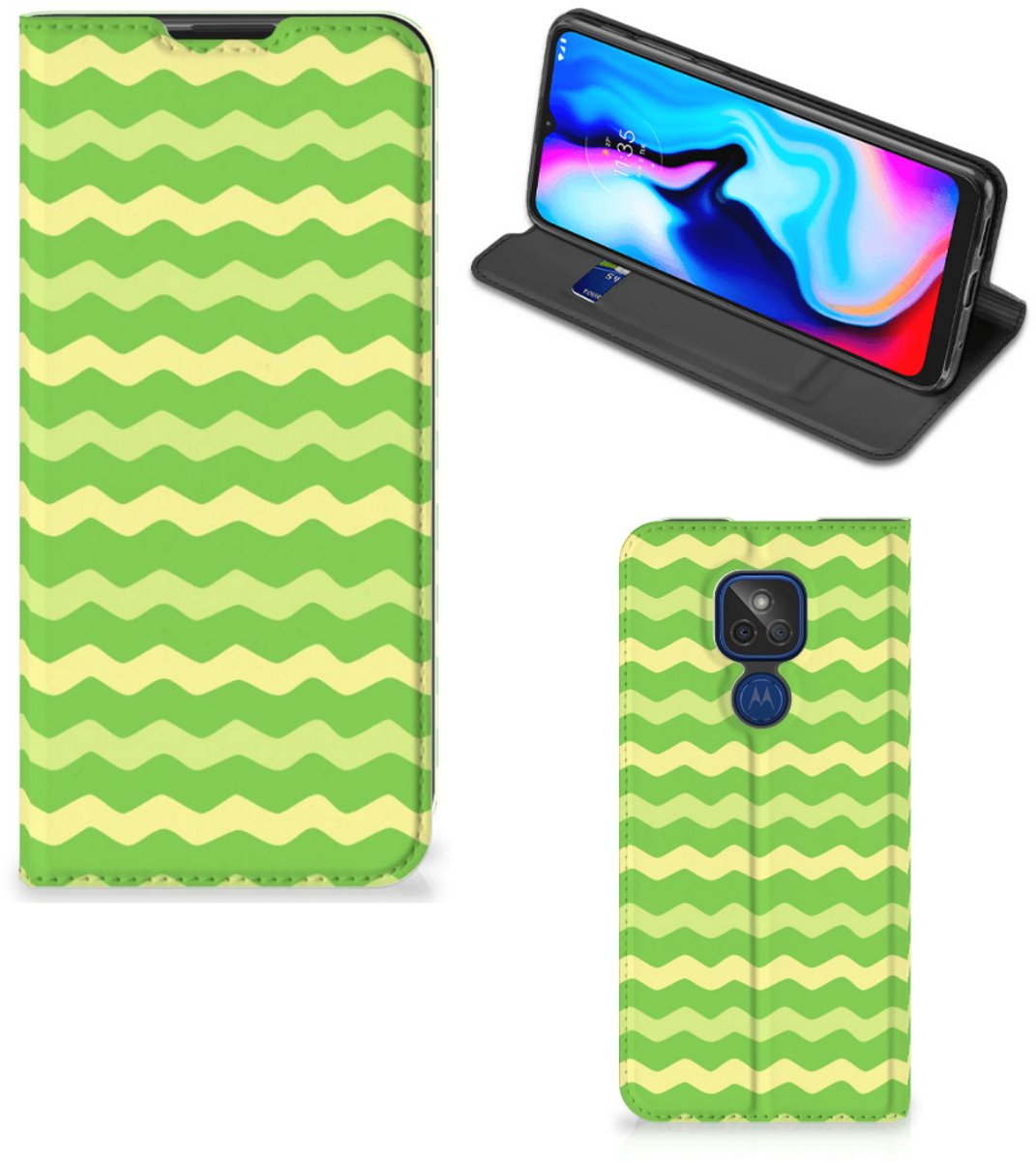 Motorola Moto G9 Play Hoesje met Magneet Waves Green