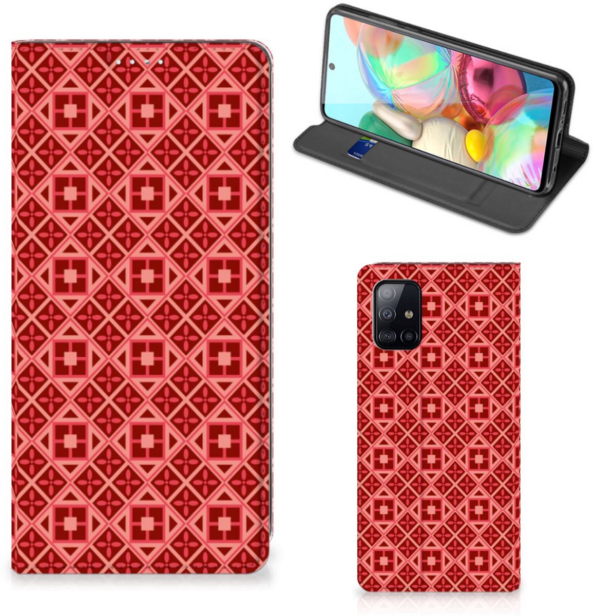 Samsung Galaxy A71 Hoesje met Magneet Batik Rood