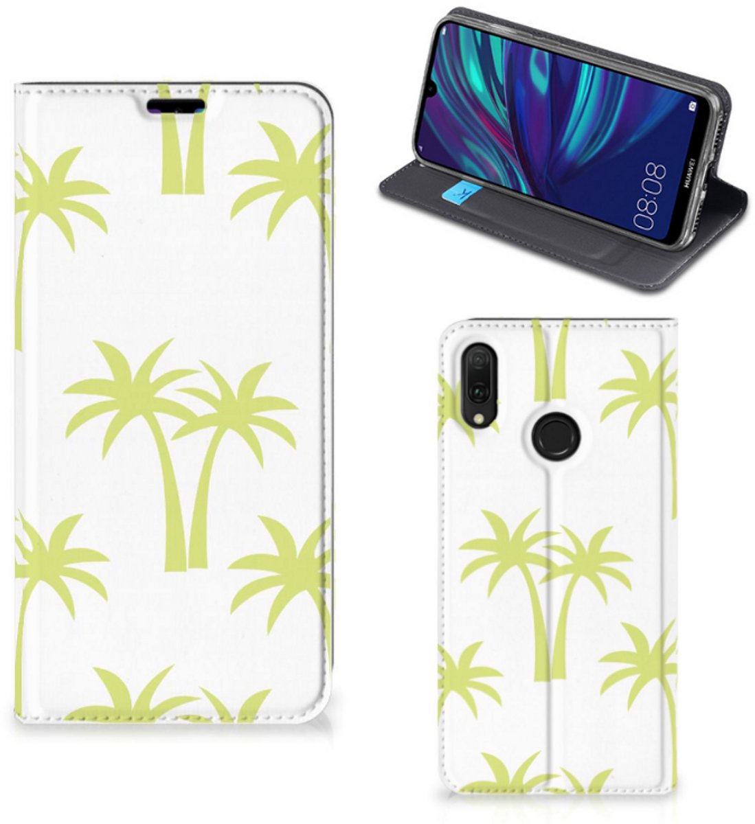 Huawei Y7 hoesje Y7 Pro (2019) Smart Cover Palmtrees