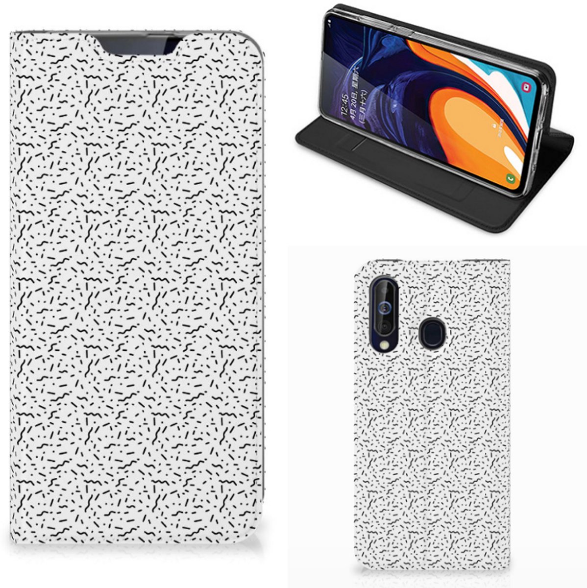 Samsung Galaxy A60 Hoesje met Magneet Stripes Dots