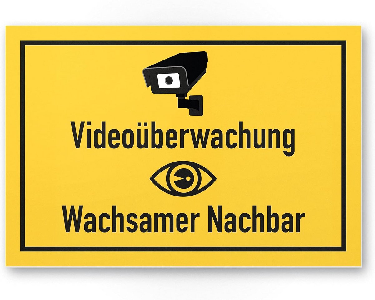 Waarschuwingsbord Videobewaking Kunststof - Opgelet Camerabewaking Voor Binnen en Buiten