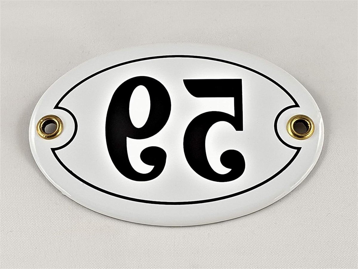 Huisnummer Bord - Emaille Nummer - Huis Identificatie - Handgemaakt Emaille - 105 x 7 cm - Wit-Zwart