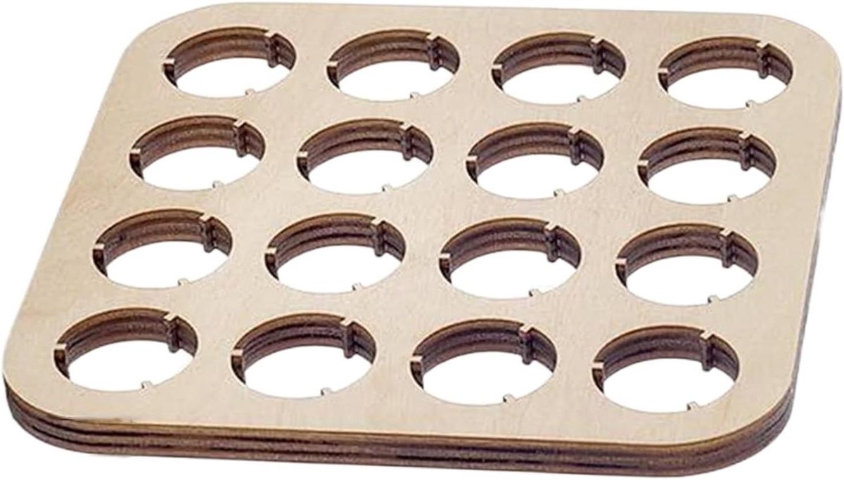 Bierdopjes Display - Verzamelbord - Decoratie Presentatie - 16 Vakken Houten Bak - 2x11x2 cm