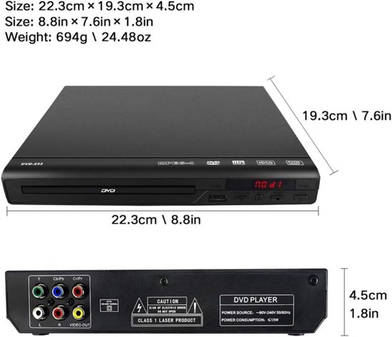 Dvd-speler - Cd-speler - Films Kijken - Multiregio Compatibel - Compact Formaat - Zwart — afbeelding 5