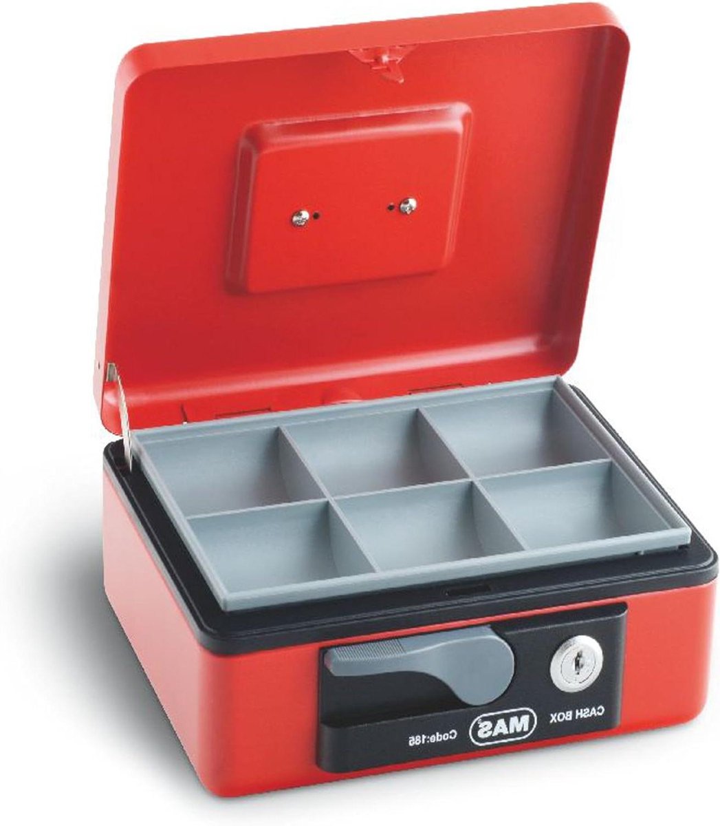 Geldcassette - Geldkistje Geldlade - Geld Opbergen - Veermechanisme - 195 x 15 x 8 cm - Rood