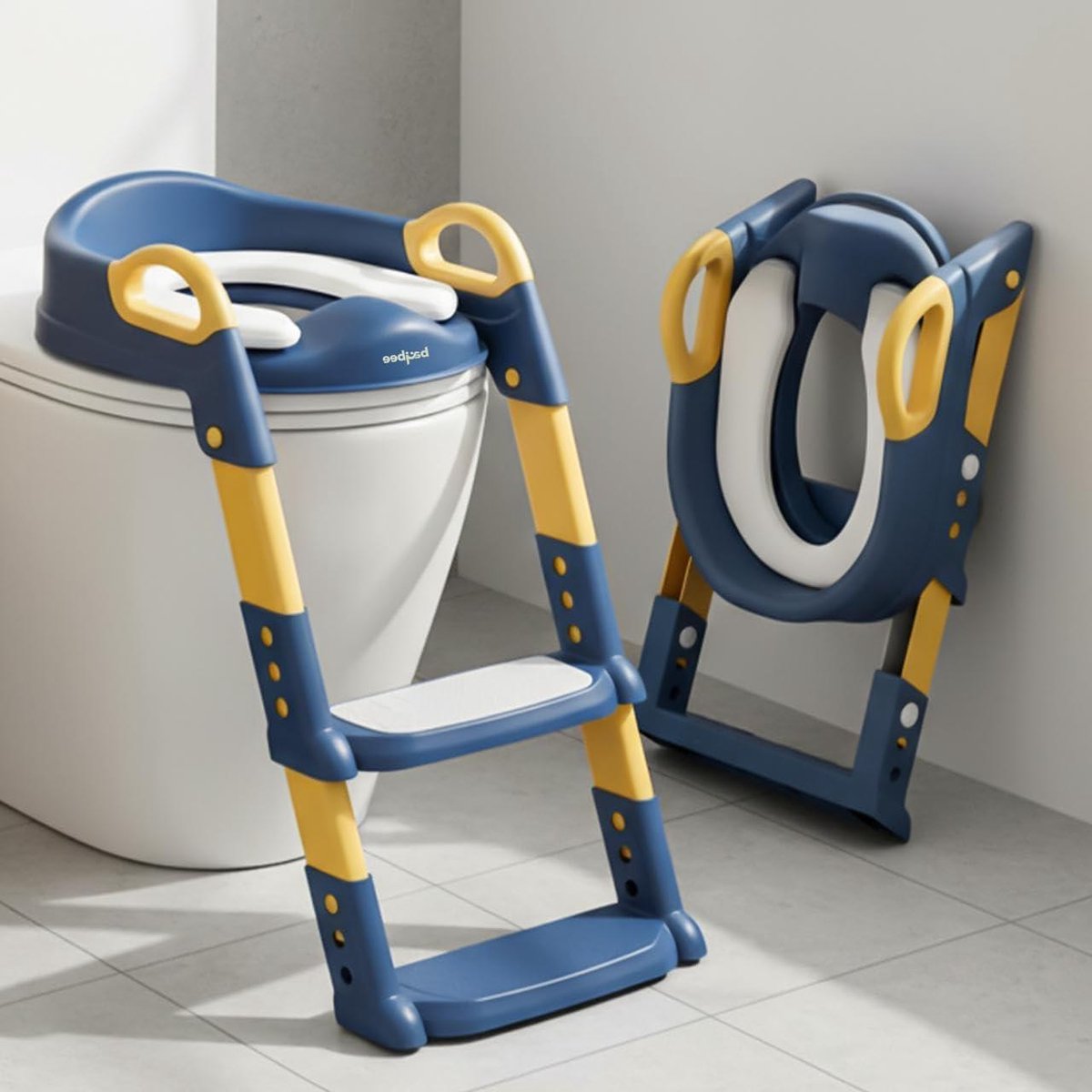 Potty Training Stoel - Zindelijkheid Stoel Kinderen - Zelfstandig Leren - Verstelbare Ladder - 1-8 Jaar - Geel