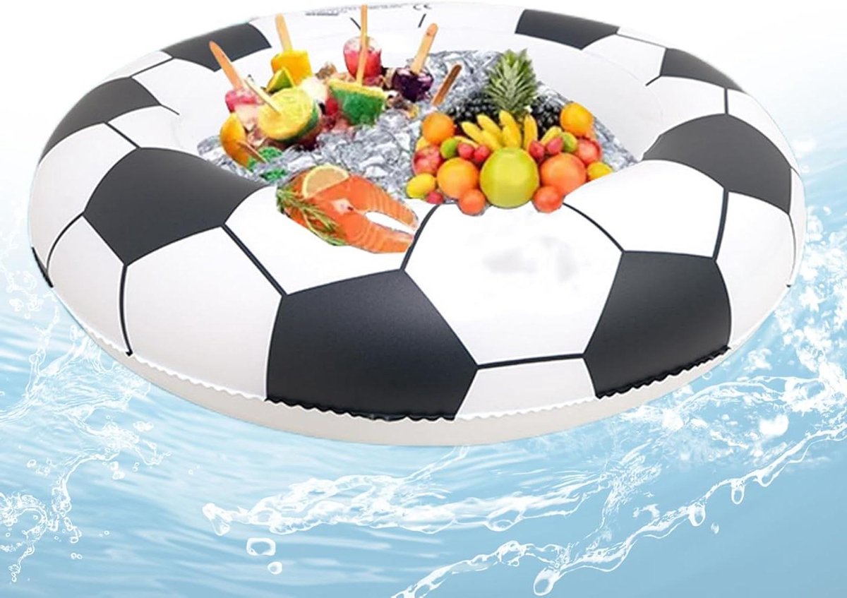 Opblaasbare Koeler - Dranken Emmer - Buitenfeest Verkoeling - Voetbalvorm Design - 64 x 64 cm - Multicolor