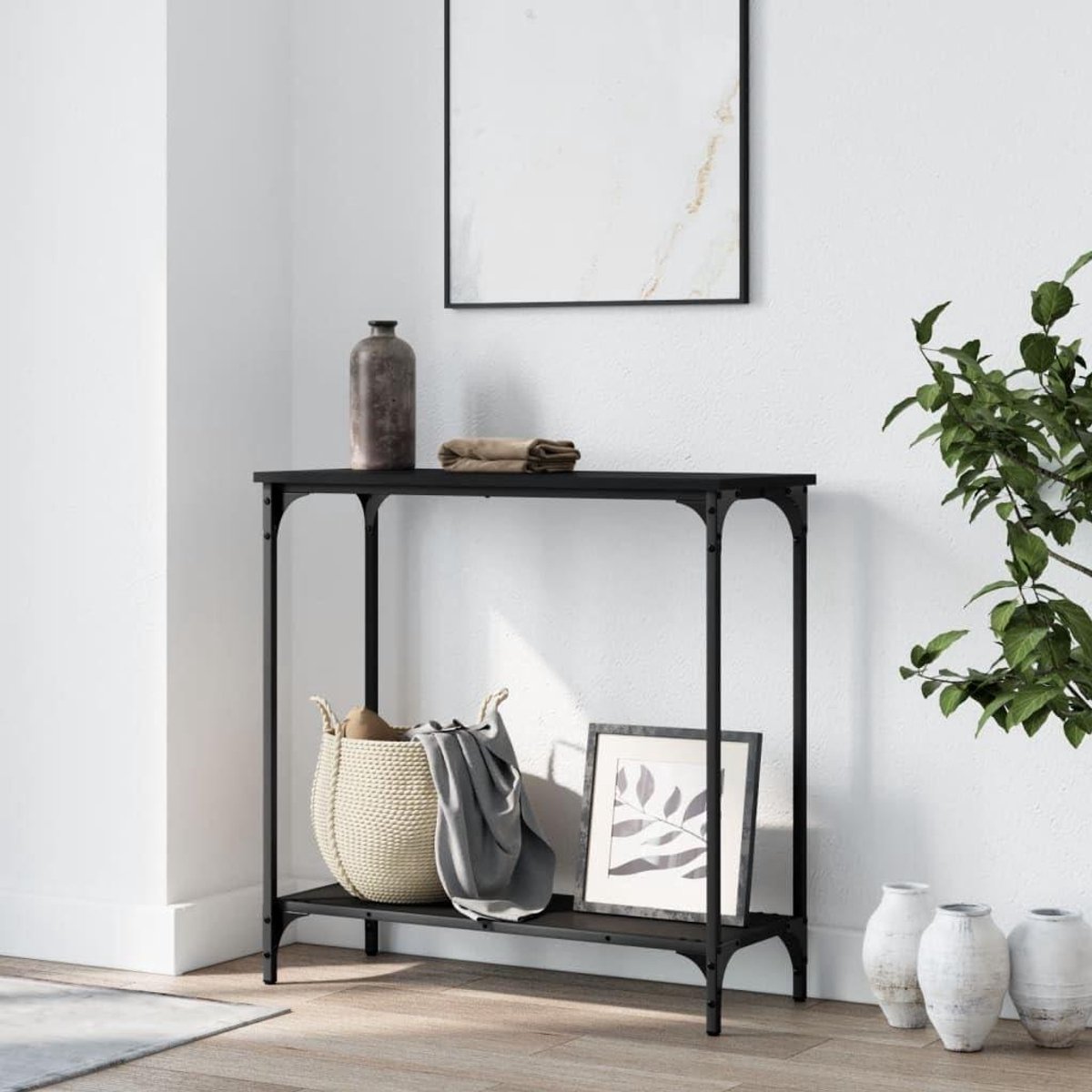 Haltafel - Consolide tafel - Woonkamer Decoratie - Verstelbare poten - 75 cm - Zwart