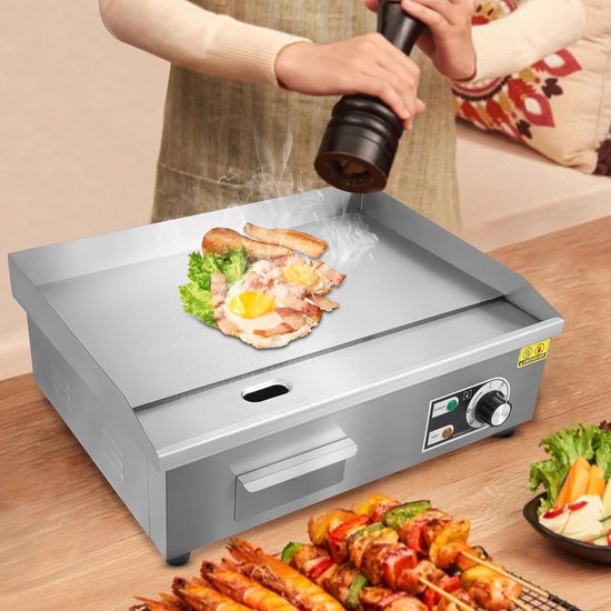 Elektrische Grillplaat - Bakplaat Grill - Professioneel Koken - Snelle Opwarming - 55 x 43 x 24 cm - Zilver — afbeelding 3