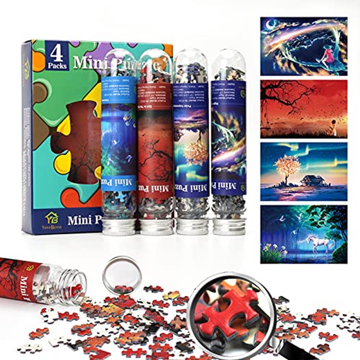 Uitdagende Mini-Puzzels voor Volwassenen - 150 Stukjes in 4 Verpakkingen - Perfect voor Woondecoratie en Entertainment