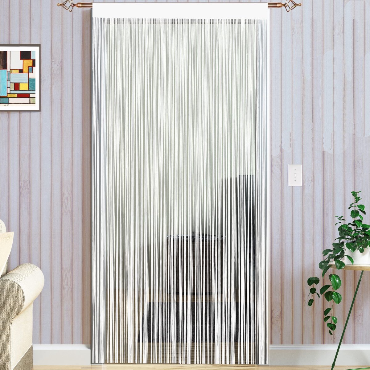 Cosensi- Koorddeurgordijnen 90 x 200 cm - Vliegengordijn voor Deuropeningen - Eenvoudige Slierten - Wit - Raamdecoratie - Schokbestendig