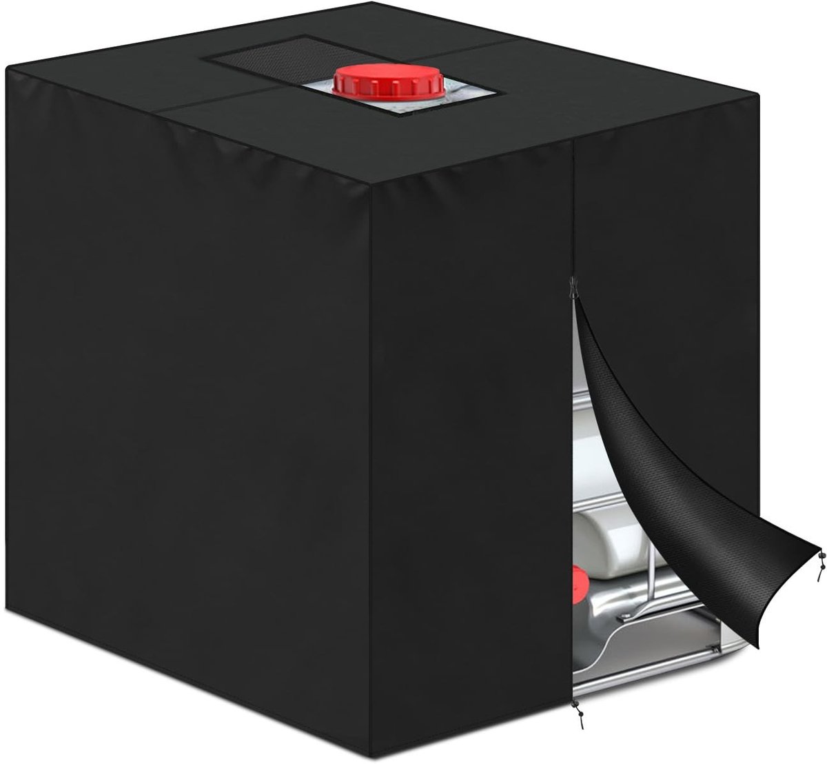 Cosensi- IBC Tank Cover Waterdicht - IBC Container Cover - Tarpaulin met Rits - Anti-UV Bescherming - 1000 Liter - 120 x 100 x 116 cm - Watertankhoes