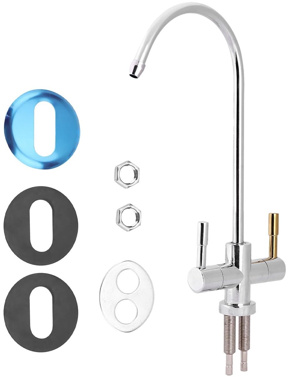 Cosensi- Waterfilterkraan Hoogwaardig Roestvrij Staal - Keukenkraan 360° Draaibaar - Dubbele Gat - Waterzuiveraar - Warm/Koud Drinkwater - Stijlvol Design