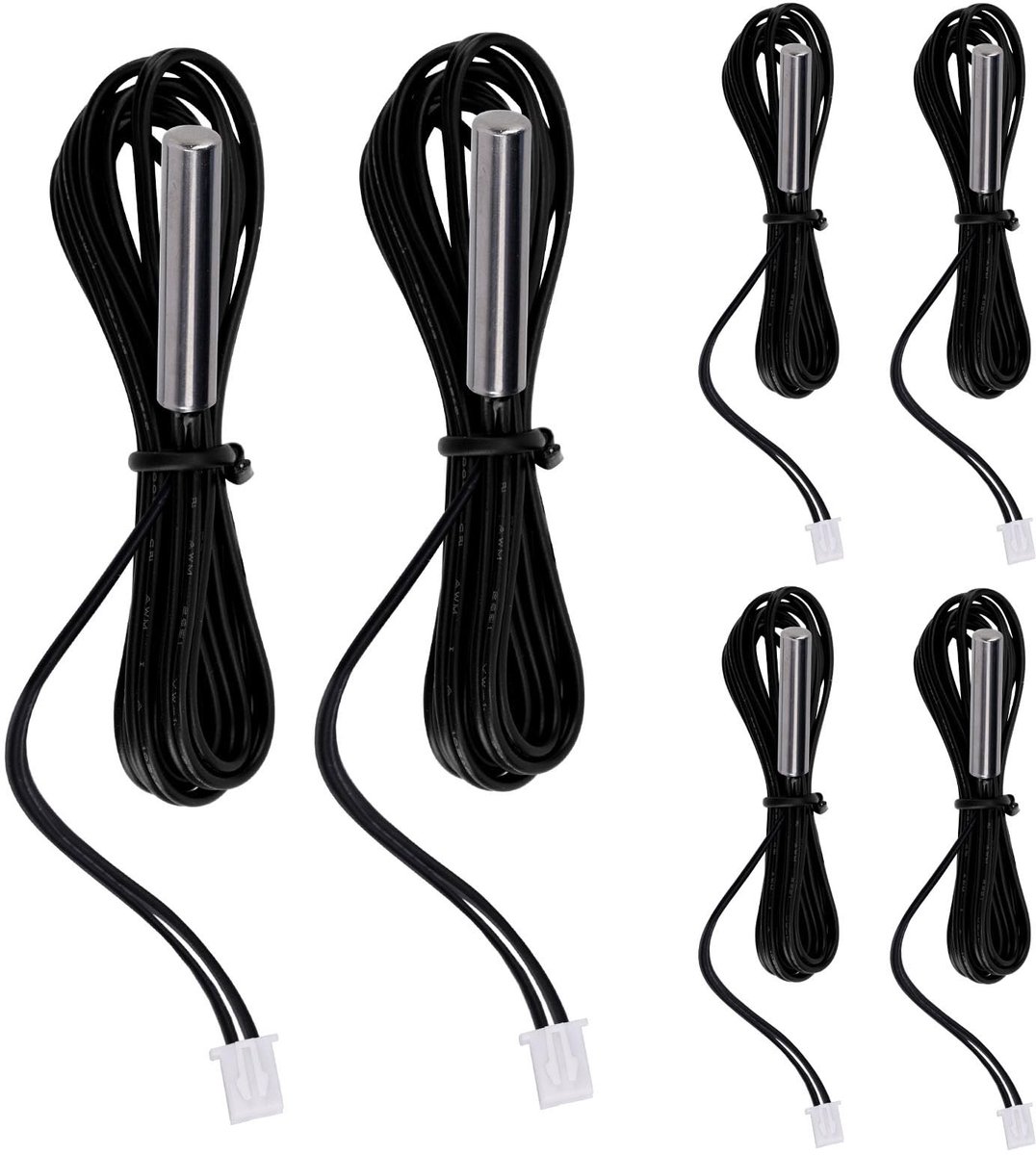 Cosensi- Temperatuursensor 10K 3950 NTC - 6 Stuks - Waterdicht - Connector - Thermistortemperatuursensor - 100 cm lengte - Thermistor