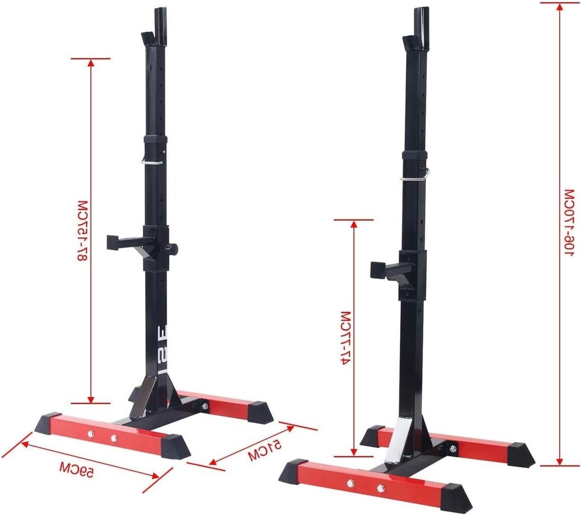 Verstelbare Fitness Bank - Krachtstation Squat Stand - Full Body Workout - Stille Ontwerp 240kg Capaciteit - 95-170cm Hoogte - Zwart