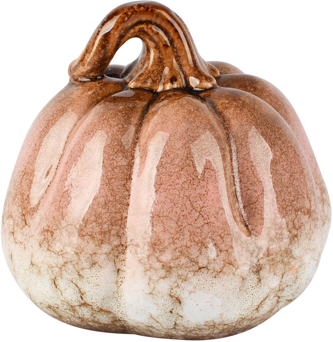 Dekoratief | Deco pompoen, roze/creme, porselein, 11x11x10cm | A265865