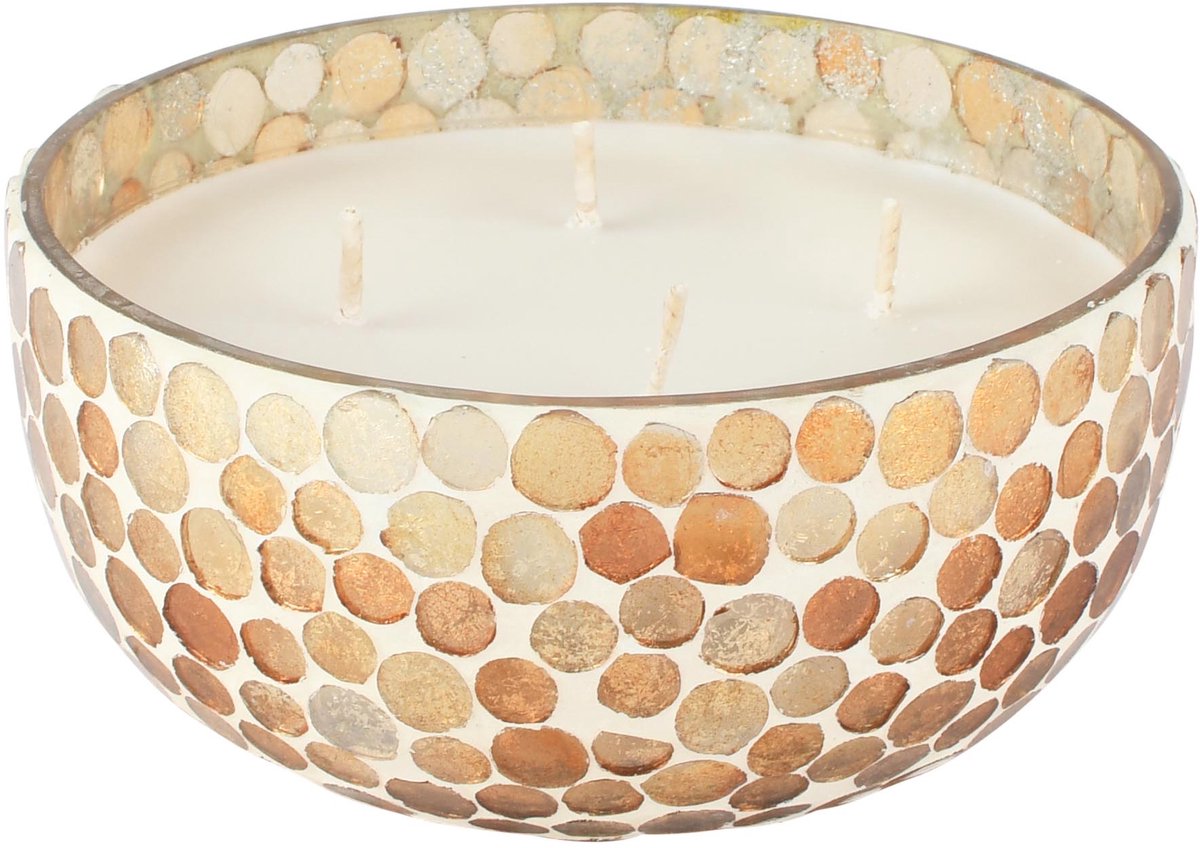 dekoratief Geurkaars 'Gilded Pixels', glas/wax, 15x15x7cm | A268161 Brons