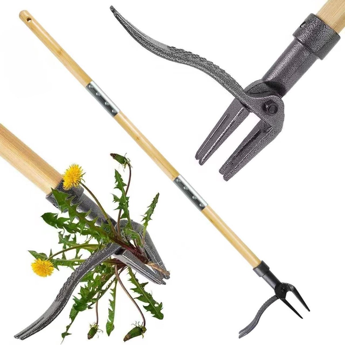 Handmatige Onkruidsteker - Wortelverwijderaar Tuingereedschap - Onkruid Uit De Tuin - Verstelbare Lange Handgreep - 113 cm - Natuurlijk