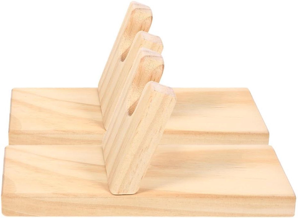 Lijmpistoolhouder Set - Lijmstandaard - Knutselprojecten Organiseren - Robuuste Houten Basis - 20 cm Lengte - Beige
