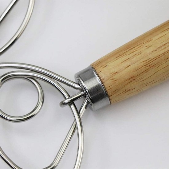 Deegmixer van roestvrij staal met houten handvat — afbeelding 5