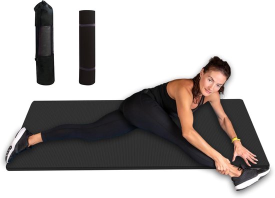 Schuimrubberen Oefenmat - Yogamat Fitnessmat - Thuis Sporten - Antislip Oppervlak - 182 x 61 cm - Zwart — afbeelding 4