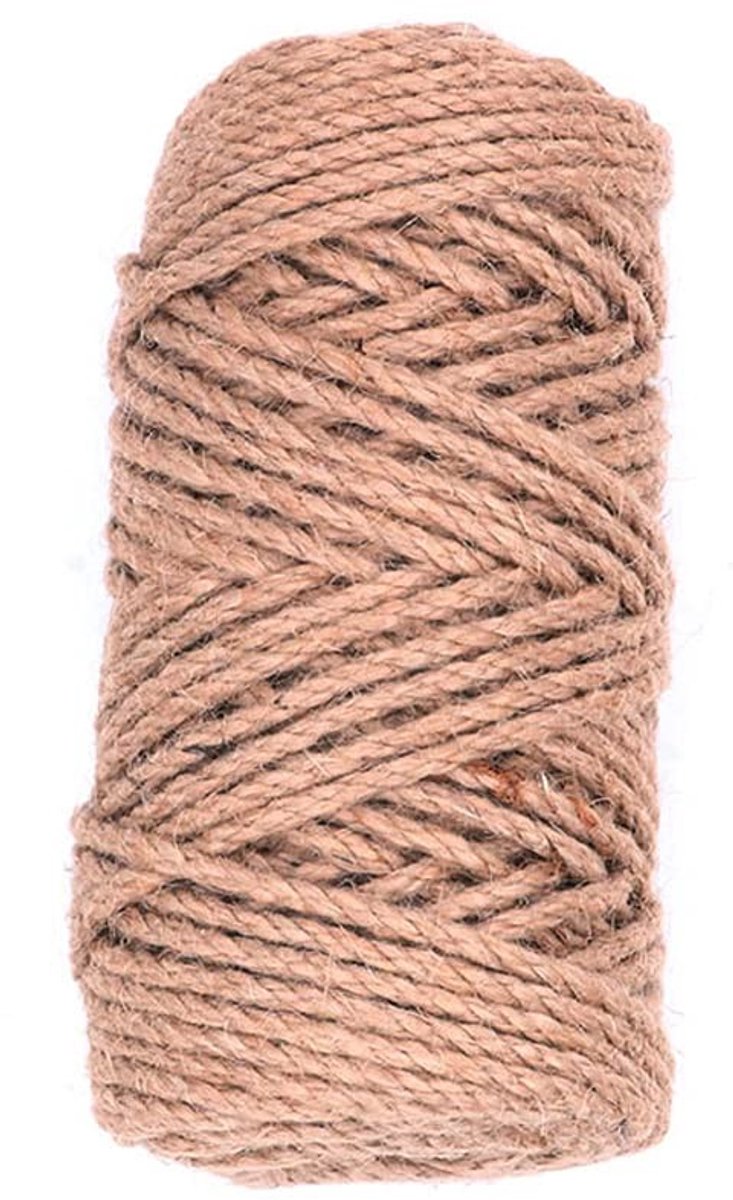 MTTproducts- Jute Touw 4 mm Dikke - Sterk Natuurlijk Touw - 50 Meter Lange Rol - Biologisch Afbreekbaar - Tuin/Decoratie - Handgemaakt