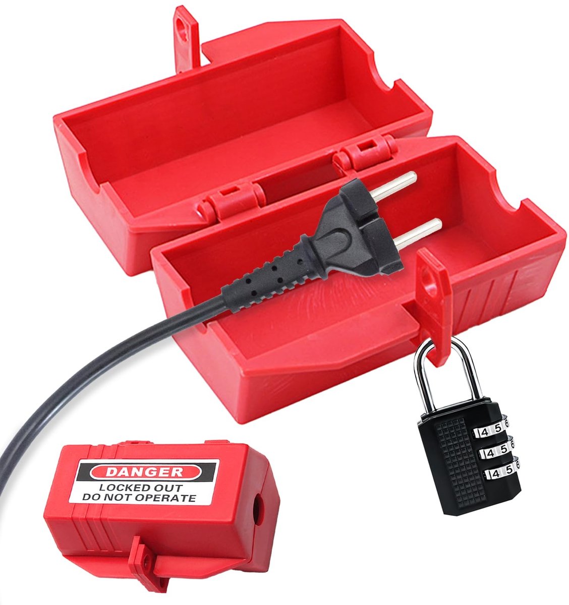 MTTproducts - Wasmachineslot - Stekkerslot - Voorkom diefstal - Rood - Waterdicht - Anti-onbedoelde aanraking - Geschikt voor kabels tot 13 mm