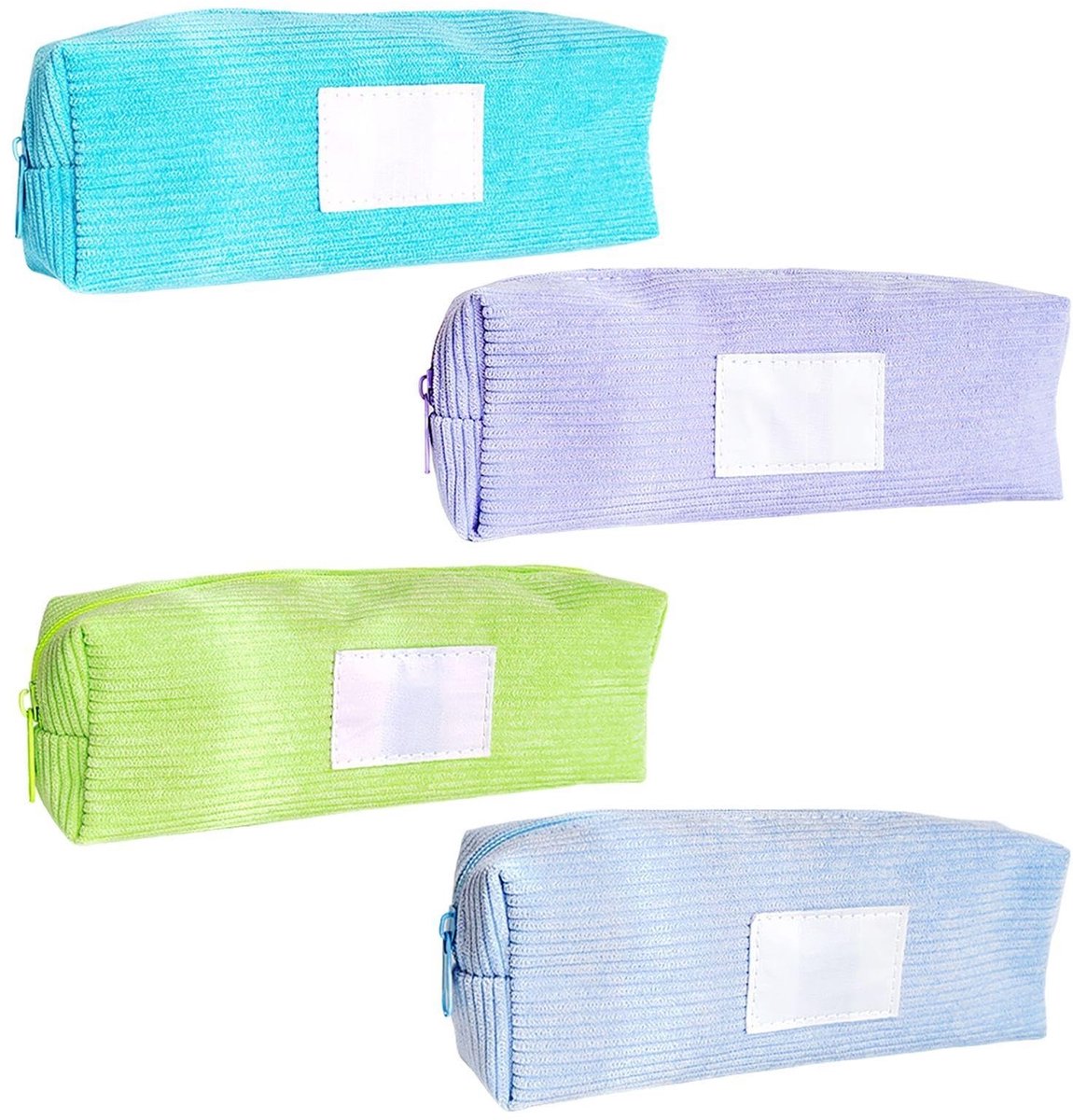 NTH products- Pennenzak Grote Capaciteit - 4 Stuks - Fleece - Geschikt voor Studie/Office - Lichtpaars/Blauw/Neon Groen/Lichtblauw - Duurzaam en Comfortabel - Pencil Case