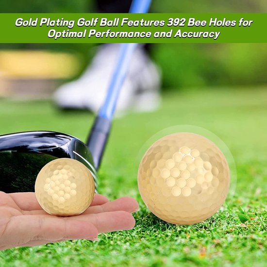 MTTproducts- Golfbal Goudkleurig - Dubbellaags - 392 Bijengaten - Lichtgewicht - Duurzaam - Hoge Zichtbaarheid - Golfballen van Mttproducts — afbeelding 3