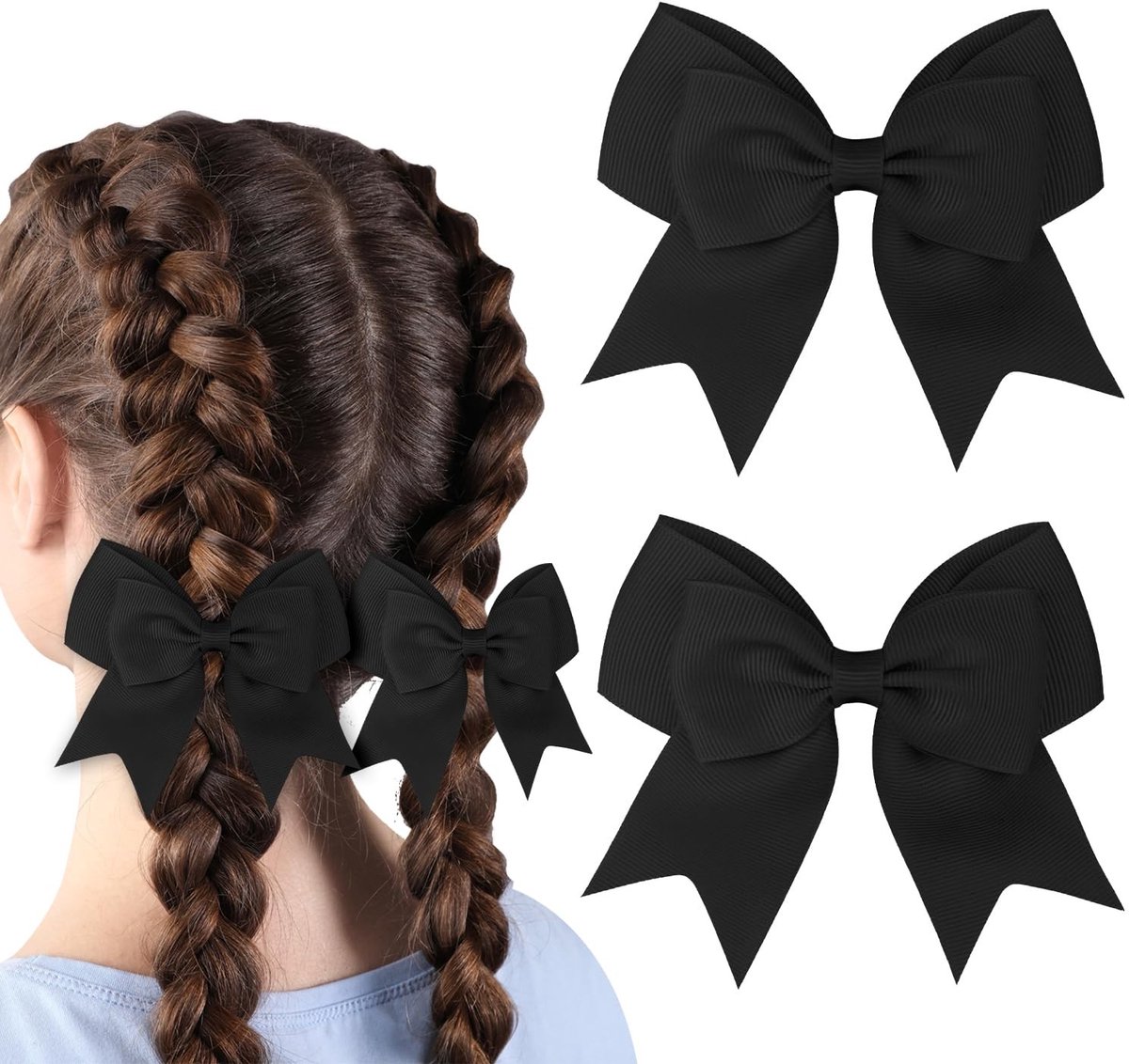 MTTproducts- Haarclip Zwarte Strik - 2 Stuks - Haarelastiekjes - Lichtgewicht - Geschikt voor Alle Haartypes - Perfect Cadeau - Haarelastiek