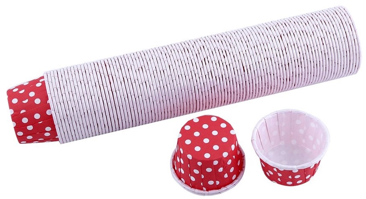 MTTproducts- Cupcake Vormpjes Papier 100 Stuks - Muffin Bakvorm - Decoratieve Bakpapier Liners - Perkamentpapier - Rood - Afmetingen 5x3 cm - Muffinbakvormpjes