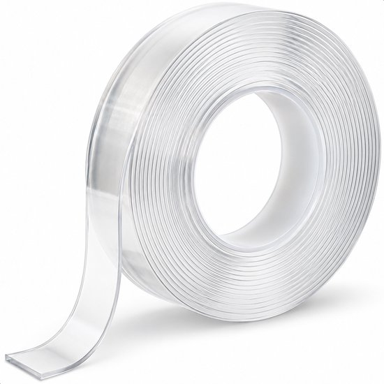 Rol transparant dubbelzijdig tape, 6 meter lang, 3 cm breed.