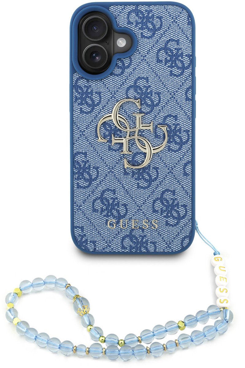 Guess telefoonhoesje voor iPhone 16 - MagSafe geschikt - Blauw