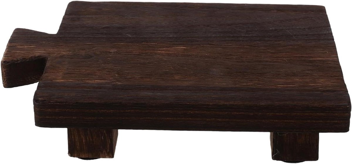 Houten Krukje - Voetenbankje Decoratie - Ruimte Besparen - Stevige Constructie - 22 x 15 x 5 cm - Bruin