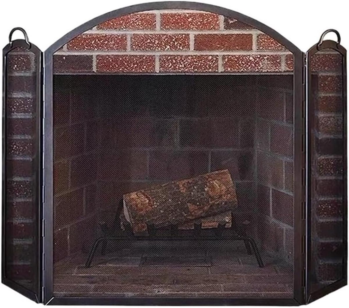 Haard Scherm - Decoratiefhek - Woonkamer Decoratie - Vouwbaar Ontwerp - 3-Delig - Zwart