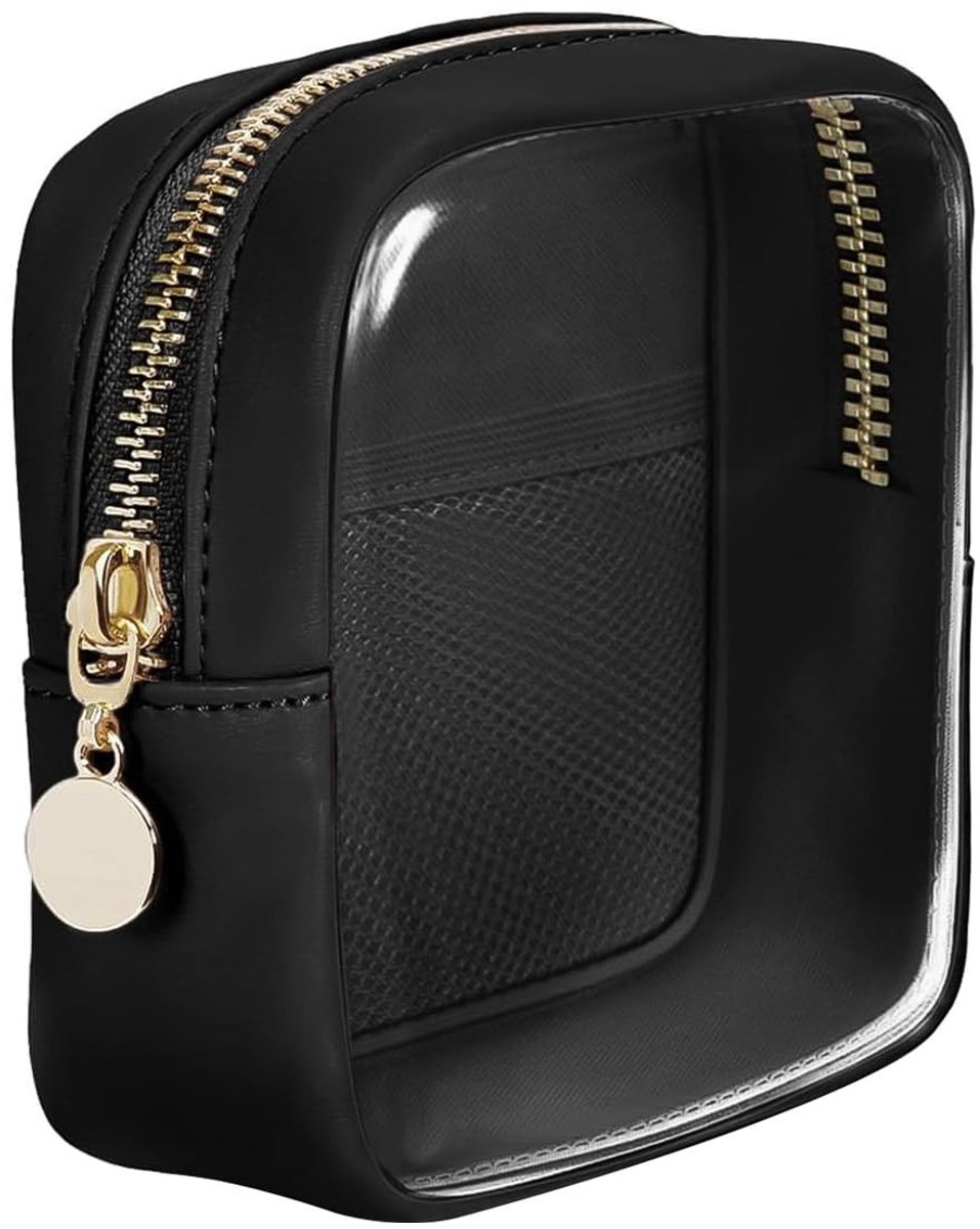 aladdien - Transparante zwarte make-uptas - Mini-cosmetische reistas - Handig en multifunctioneel - 12,5 x 12,5 cm - Ideaal voor reizen - Geschikt v...