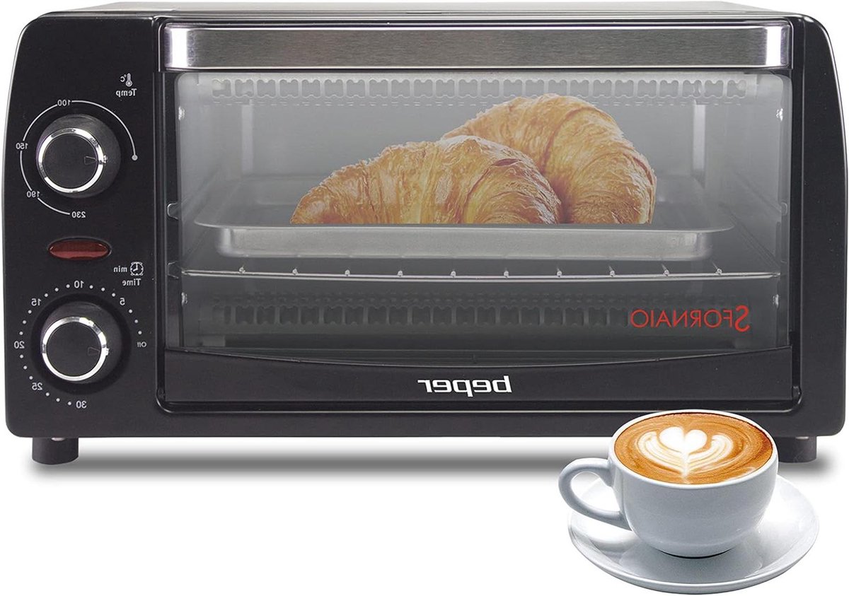 Elektrische oven - Mini oven aanrecht - Eten bereiden - Quartz verwarming - 12 Liter - Zwart