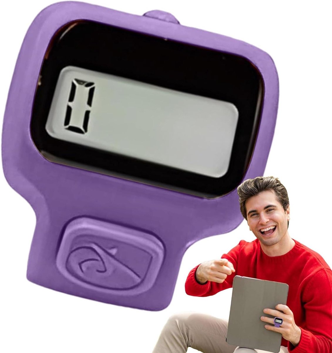 Klikteller Vingerteller - Digitale Telmeter - Nauwkeurig Tellen - Ingebouwd LED Licht - 35 x 25 cm - Donkerpaars