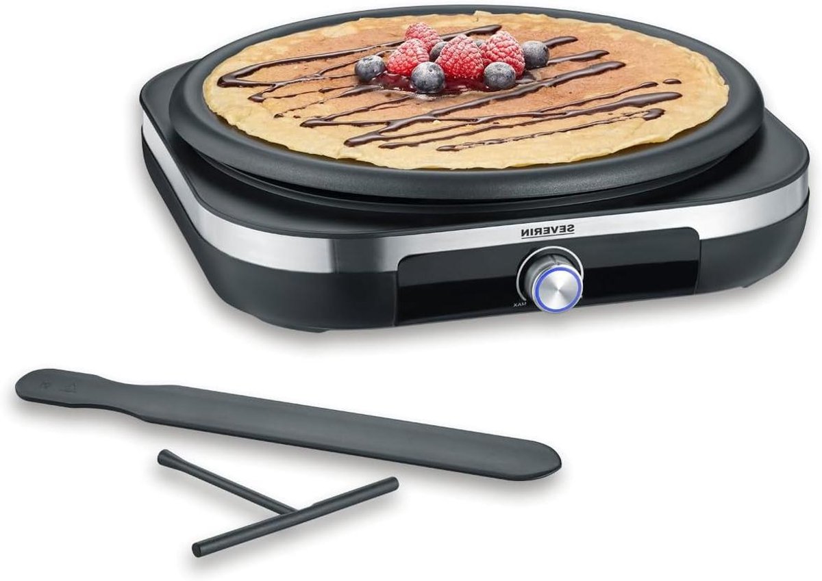 Crêpes Maker - Pannenkoekenplaat - Zoete Crêpes - XXL Grillplaat - 38 cm Diameter - Zwart RVS