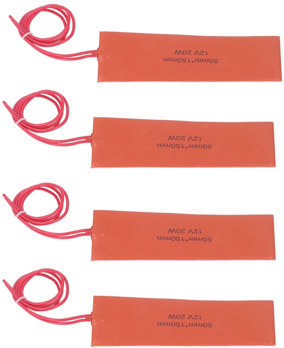 aladdien - Rubber verwarmingsmat - Siliconenrubber - 4-delige set - 50X150mm - 20W 12V - Geschikt voor industriële apparatuur - Hoogwaardige isolatie