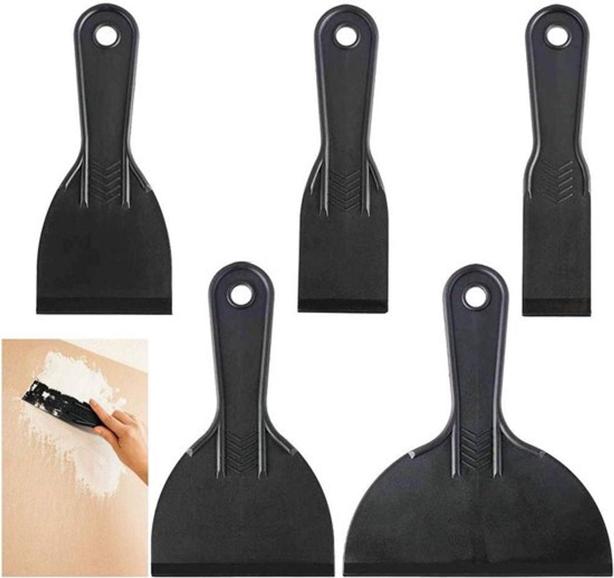 Kunststof spatels set voor schilders - Flexibele spatelmes - Set van 5 stuks