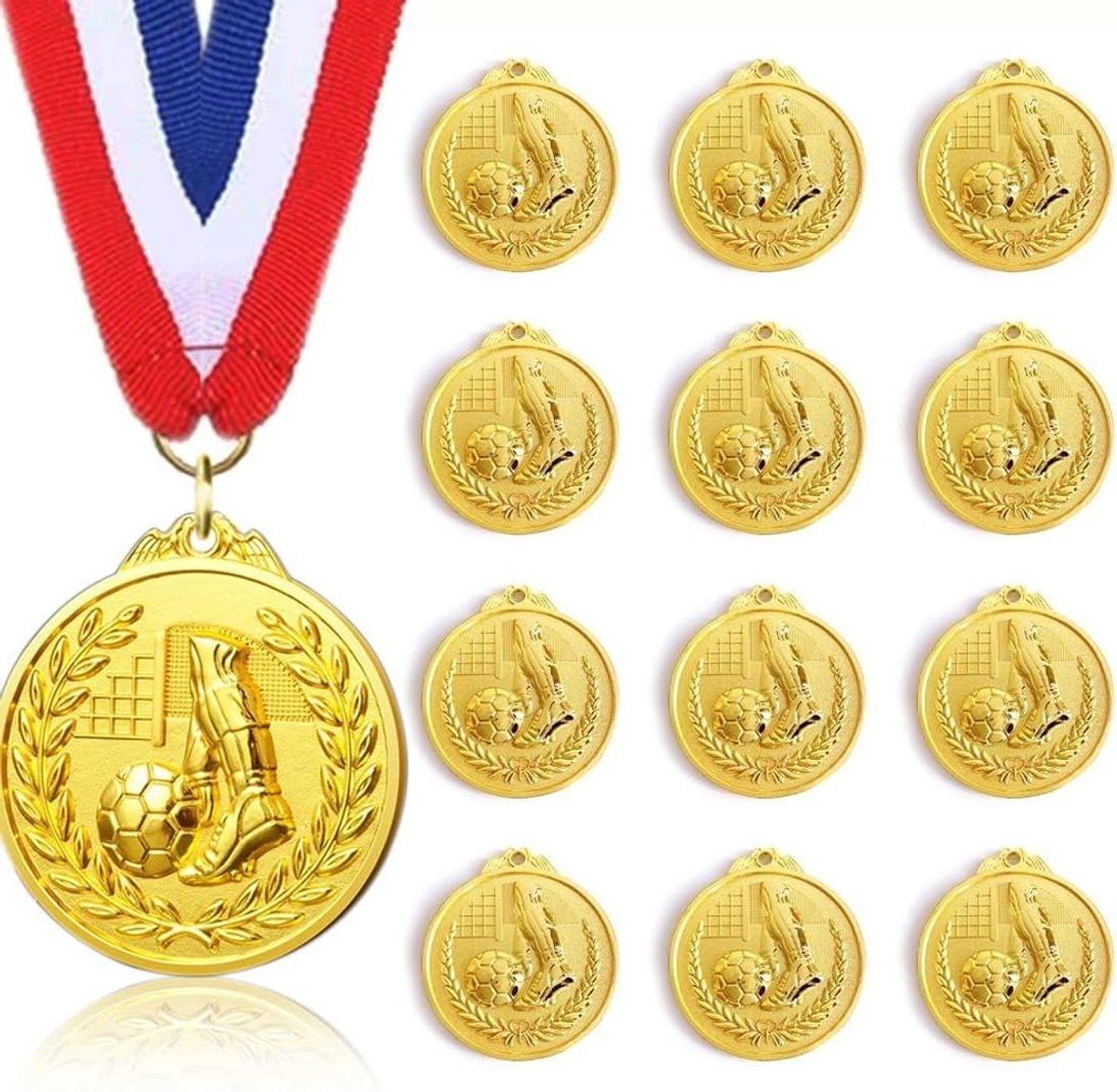 12 Stuks Voetbal Medailles voor Kinderen, Gouden Medailles voor Sportevenementen, Verjaardagscadeaus voor Jonge Sporters en Voetballiefhebbers