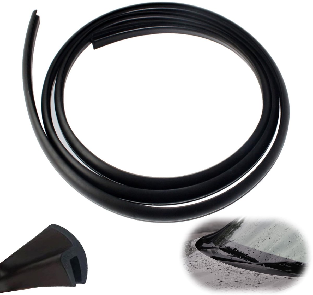 aladdien - Windshield Seal - Auto Raamafdichting - Duurzaam Rubber - Zwart - Geluidsreductie - Ideaal voor Voertuigen - 1.7 Meter