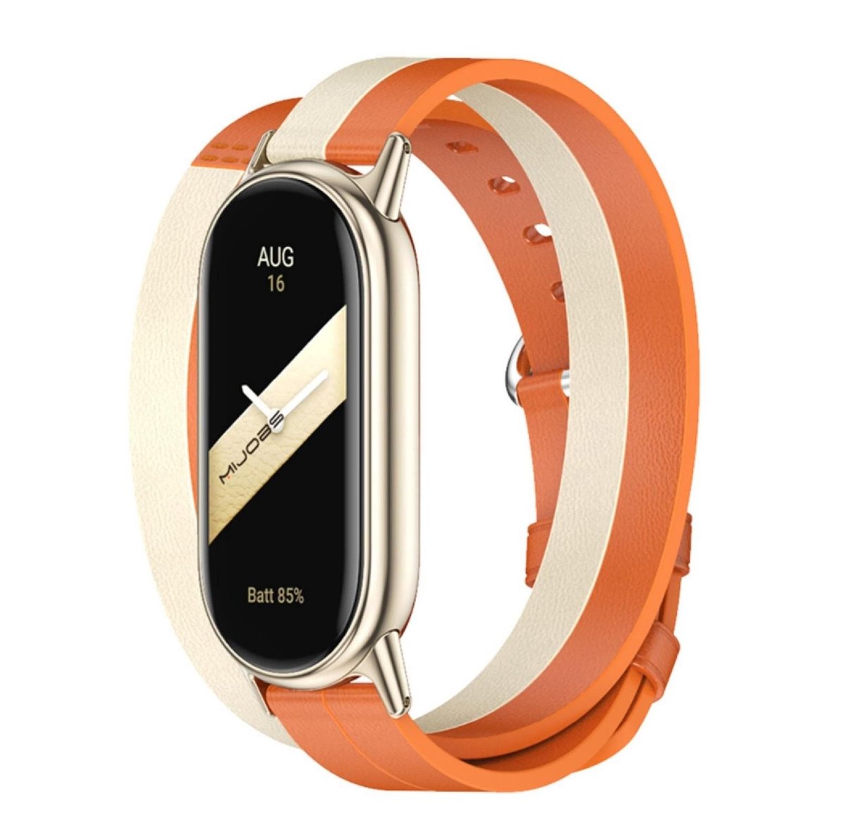 ONF3 - Band - Vervangende polsband - Ademend - Oranje - PU-lederen horlogeband - Slijtvast - Geschikt voor Xiaomi Smart Band 9/8