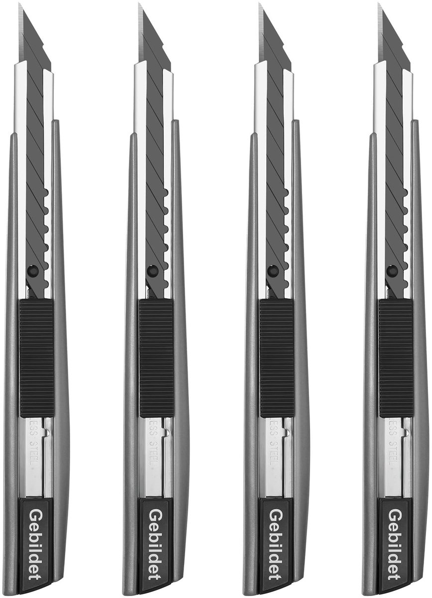 ONF3 - Snijmes - Intrekbaar Snijmes - Extra Scherpe Messen voor Zwaar Gebruik - Grijs - Veilig Af te Breken - Geschikt voor Kantoor en Hobby - I...