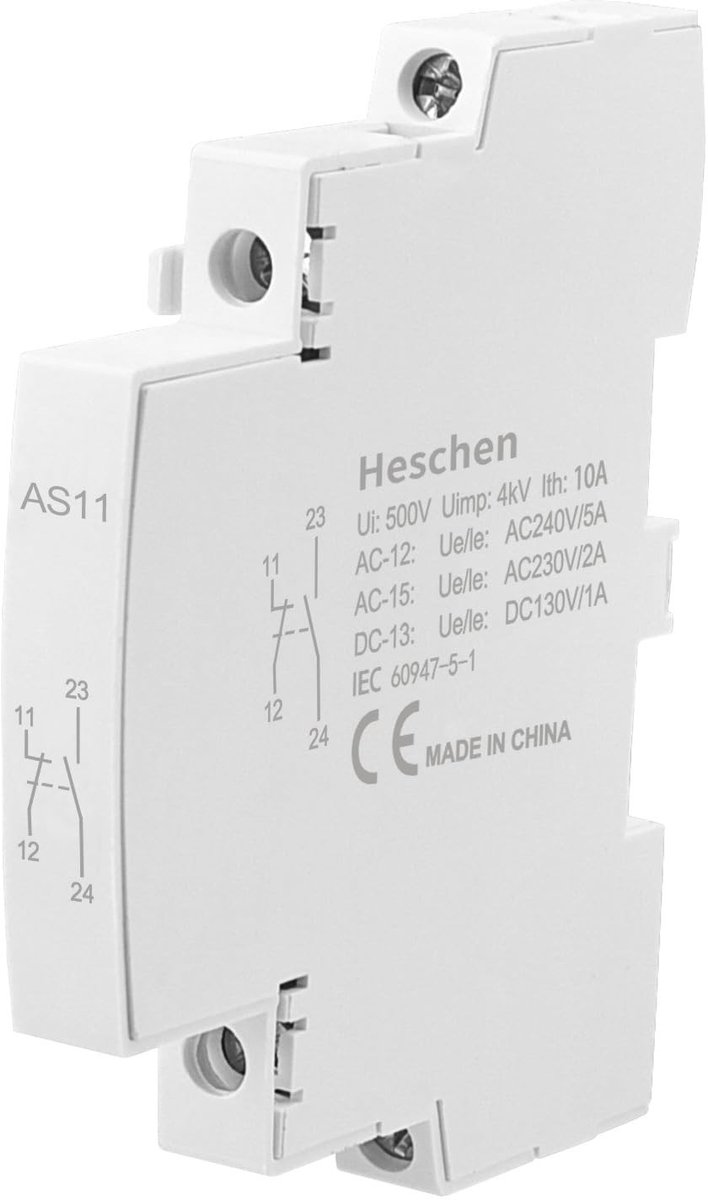 aladdien - Hulpcontactblok - 1NO 1NC - Geschikt voor magneetschakelaars - Compact formaat - 500V - Contacttype 2 polen - Voor CT1 HS1 HSR1-s...