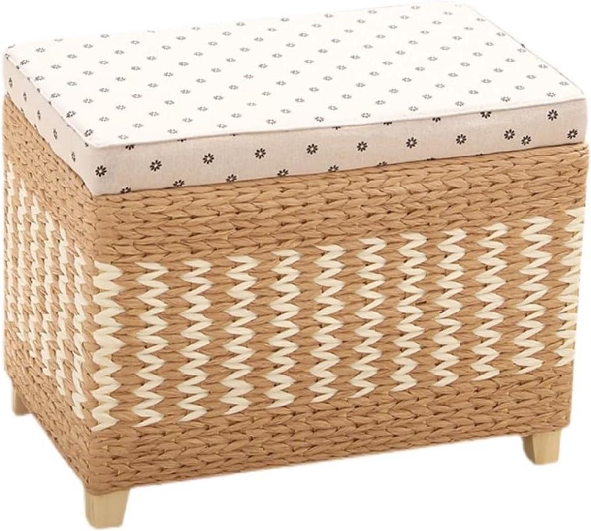 Opbergkrukje - Schoenenbankje Hal - Schoenen Wisselen - Handgeweven Design - 60 cm - Natuurlijk